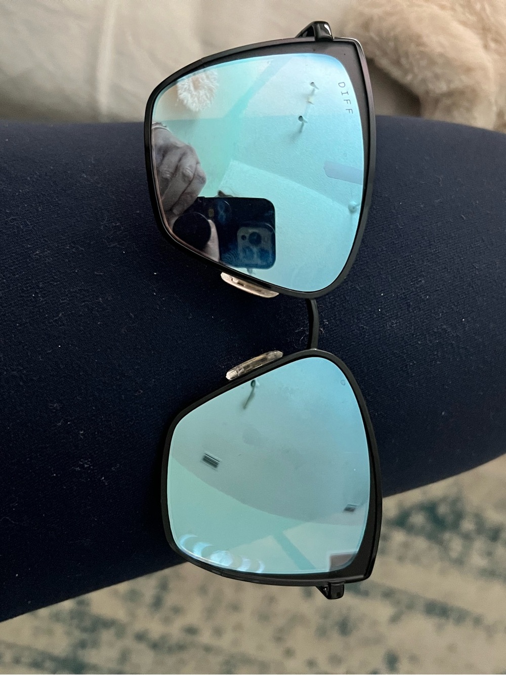 Diff Eyewear Women's Sunglasses - Black Frame with Blue Mirrored Lenses